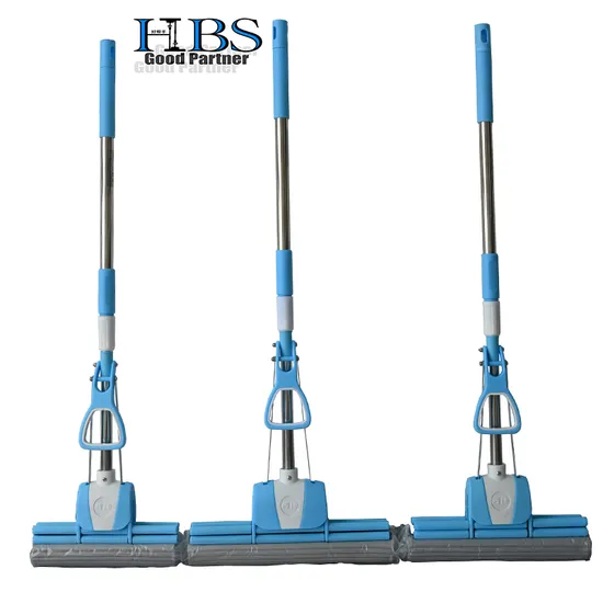 High Quality Soft Quick Dry PVA Mop Home Cleaning Supplies Double Sides Floor Mop Foldable Steel Handle PVA Sponge Mop